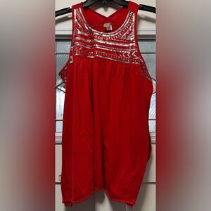 No Boundaries High Neck Sequin Tank Red (629)
